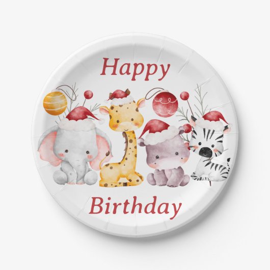 Kerstfeest voor kinderen papieren bordje (Voorkant)