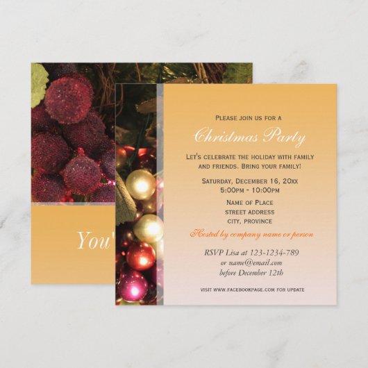 kerstfeest voor ornamenten kaart (Voorkant / Achterkant)