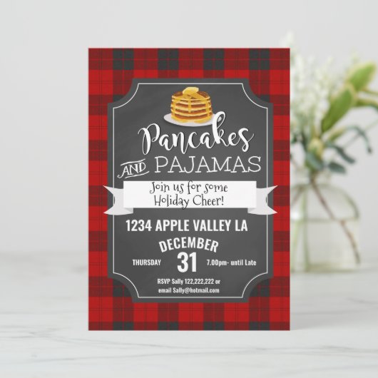 kerstfeest voor pannenkoeken en pyjama's kaart (Staand voorkant)