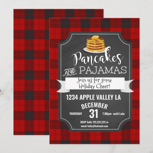 kerstfeest voor pannenkoeken en pyjama's kaart (Voorkant / Achterkant)