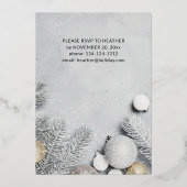 Kerstfeest voor sieraden en pine-bladeren folie uitnodiging (Achterkant)