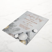 Kerstfeest voor sieraden en pine-bladeren folie uitnodiging (Gedraaid)