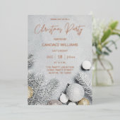 Kerstfeest voor sieraden en pine-bladeren folie uitnodiging (Staand Voorkant)