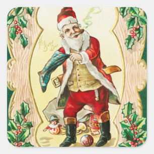  kerstfeest voor u (1910) vierkante sticker
