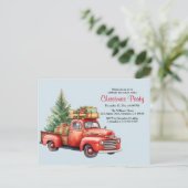 Kerstfeest  Vrachtwagen Vakantie Uitnodiging (Staand voorkant)