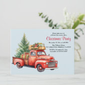 Kerstfeest Vrachtwagen Vakantie Uitnodiging (Staand voorkant)