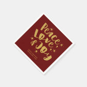 Kerstfeest Vrede Liefde Vreugde Rustiek Rood & Gou Servet (Hoek)