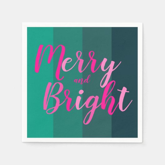 Kerstfeest vrolijk en helder groen roze servet (Voorkant)