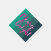 Kerstfeest vrolijk en helder groen roze servet (Hoek)