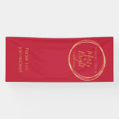 Kerstfeest vrolijk en helder rood goud spandoek (Horizontaal)