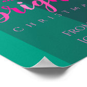 Kerstfeest vrolijk en helder roze en groen poster (Hoek)