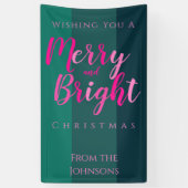 Kerstfeest vrolijk en helder roze en groen spandoek (Verticaal)