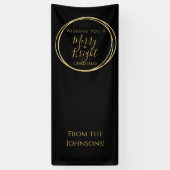 Kerstfeest Vrolijk en helder zwart goud Spandoek (Verticaal)