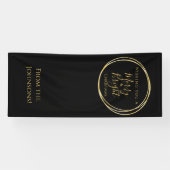 Kerstfeest Vrolijk en helder zwart goud Spandoek (Horizontaal)