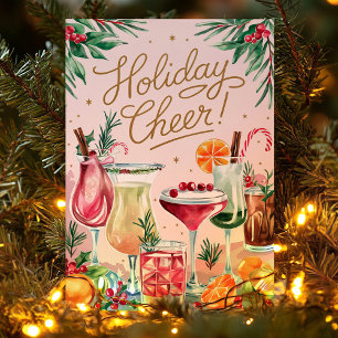 Kerstfeest Vrolijke Cocktail Kerstkaart Feestdagen Kaart