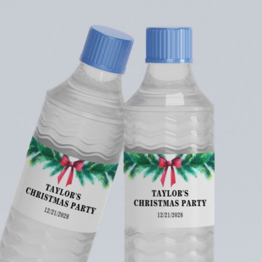 kerstfeest waterfles etiket