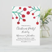 Kerstfeest Waterverf Bessen Handgeschilderd Kaart (Staand voorkant)