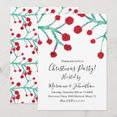 Kerstfeest Waterverf Bessen Handgeschilderd Kaart (Voorkant / Achterkant)