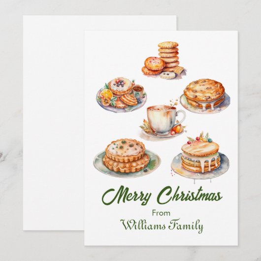 Kerstfeest Waterverf Feestdagenkaart (Voorkant / Achterkant)