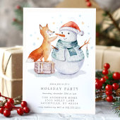 Kerstfeest Waterverf Fox Snowman Holiday Kaart