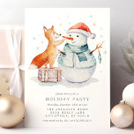 Kerstfeest Waterverf Fox Snowman Holiday Kaart<br><div class="desc">Waterverf met Kerstmis Fox Snowman Holiday Party Uitnodiging . Dit prachtige ontwerp van de waterverf is voorzien van een schattig houten vos dat een Snowman versiert. Pas dit aangepaste vakantiemodel aan met uw eigen partijgegevens. Ideaal voor een kerstdiner voor het gezin of voor een feestfeest voor bedrijven!</div>