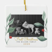 Kerstfeest Waterverf Greenery en Berry Keramisch Ornament (Voorkant)