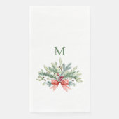 Kerstfeest Waterverf Greenery Monogram Servet (Voorkant)