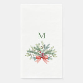 Kerstfeest Waterverf Greenery Monogram Servet
