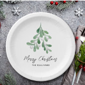 Kerstfeest Waterverf Greenery Papieren Bordje