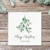 Kerstfeest Waterverf Greenery Servet