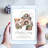 Kerstfeest Waterverf Haard Sfeervol Kaart