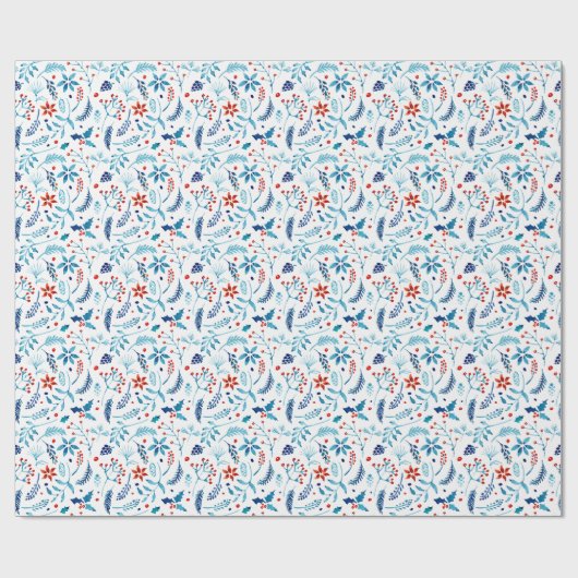 Kerstfeest Waterverf Holly Foliage Pattern Cadeaupapier (Vlak)