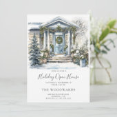 Kerstfeest Waterverf Huis Kaart (Staand voorkant)