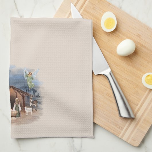 Kerstfeest Waterverf Jesus Theedoek (Quarter Fold)