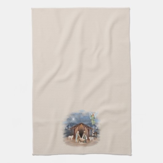 Kerstfeest Waterverf Jesus Theedoek (Verticaal)