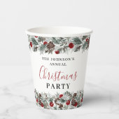 Kerstfeest Waterverf krans Papieren Bekers (Voorkant)