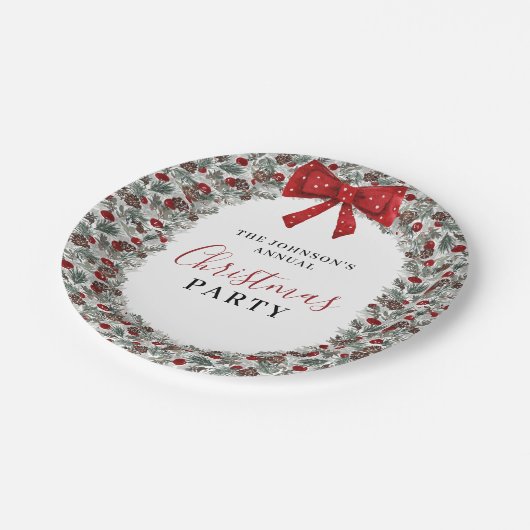 Kerstfeest Waterverf krans Papieren Bordje (Gekanteld)