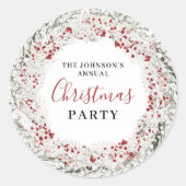 Kerstfeest Waterverf krans Ronde Sticker (Voorkant)