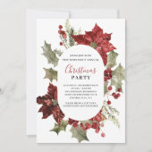 Kerstfeest Waterverf Poinsettia Krans Kaart (Voorkant)