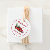 Kerstfeest Waterverf Red Truck Bedankjes Labels (In situ)