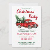 Kerstfeest Waterverf  Red Truck Kaart (Voorkant)