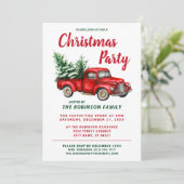 Kerstfeest Waterverf  Red Truck Kaart (Staand voorkant)