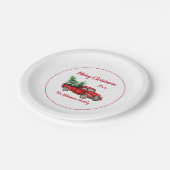 Kerstfeest Waterverf  Red Truck Papieren Bordje (Gekanteld)