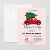 Kerstfeest, Waterverf rode auto wintervakantie Feestdagenkaart (Voorkant / Achterkant)