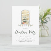 Kerstfeest Waterverf Snowy Window Invitation Kaart (Staand voorkant)