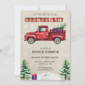 Kerstfeest Waterverf Truck Rode Geruite Kaart (Voorkant)