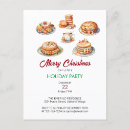 Kerstfeest Waterverf Uitnodiging Briefkaart