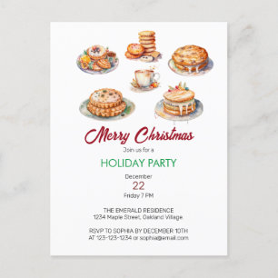 Kerstfeest Waterverf Uitnodiging Briefkaart