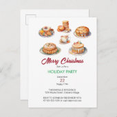 Kerstfeest Waterverf Uitnodiging Briefkaart (Voorkant / Achterkant)