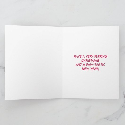 Kerstfeest Waterverf van Sweet Kitten in Roze Pet Kaart (Binnen)